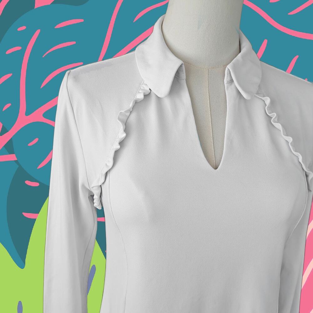 Lilly Pulitzer UPF 50+ Luxletic Martina Long Sleeve Polo Small White Golf - Picture 3 of 7